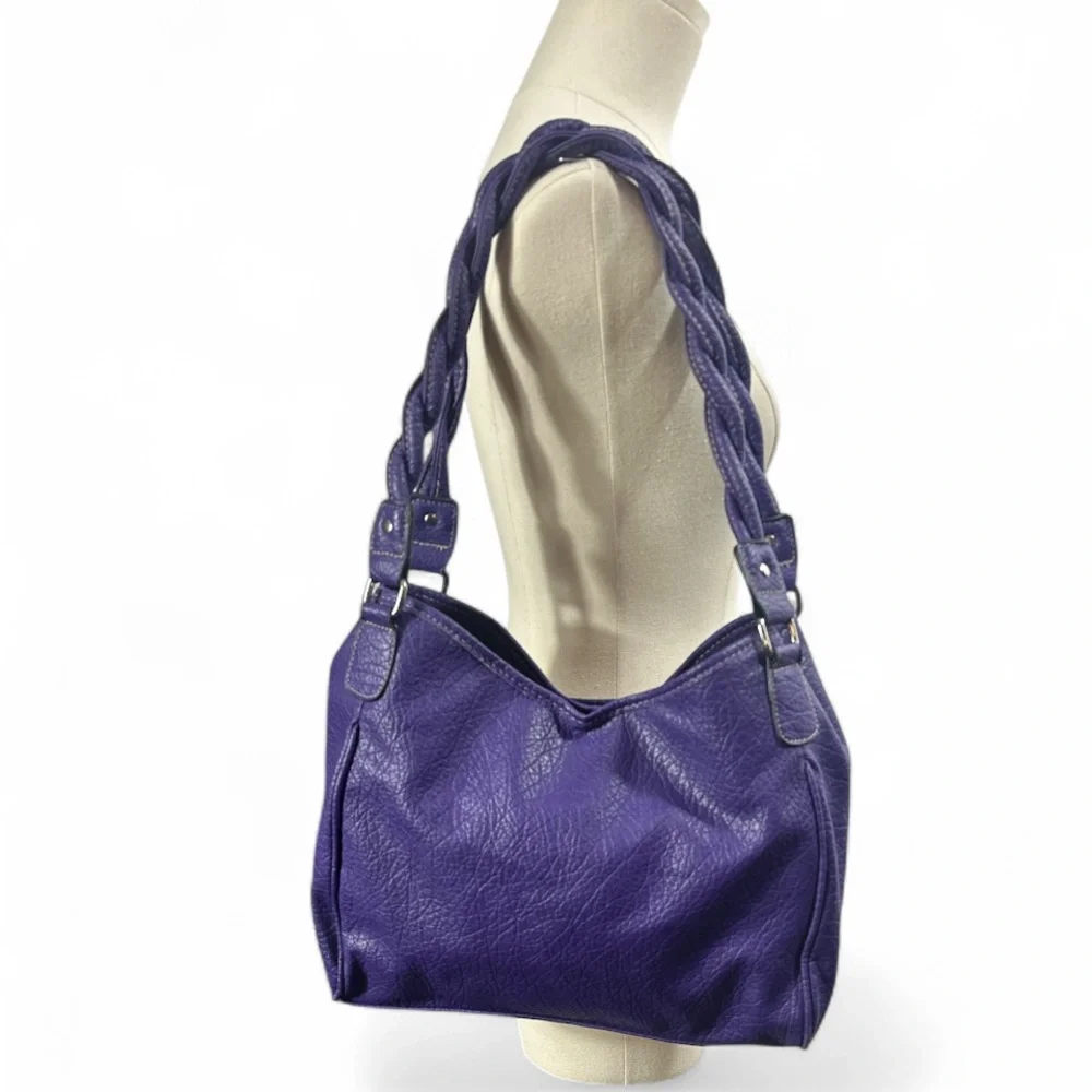 Treviso Purple Leather Women's Shoulder Bag‎ - Picture 2 of 11